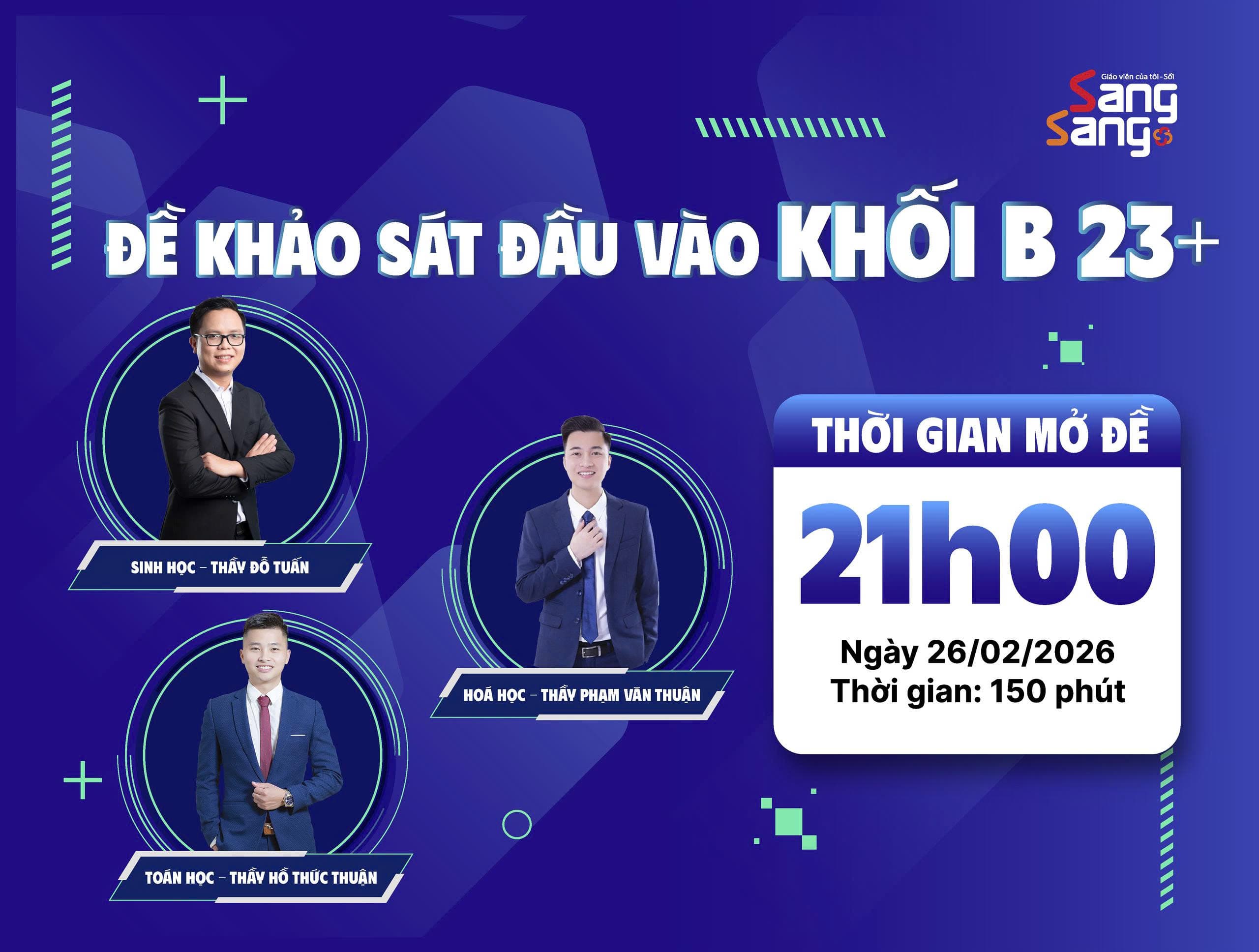 ĐỀ KHẢO SÁT ĐẦU VÀO KHỔI B 23+