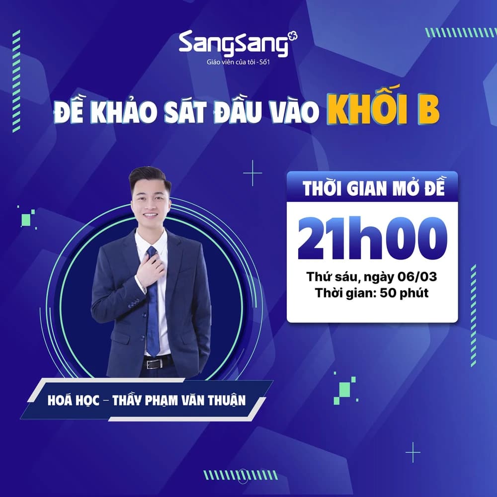 ĐỀ KHẢO SÁT ĐẦU VÀO KHỔI B MÔN HOÁ ĐỢT 02