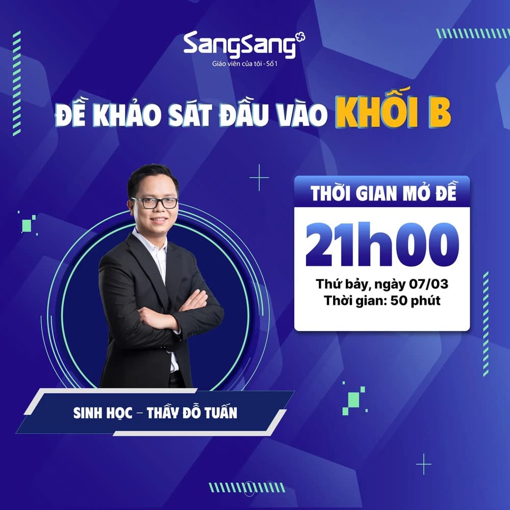 ĐỀ KHẢO SÁT ĐẦU VÀO KHỔI B MÔN SINH ĐỢT 02
